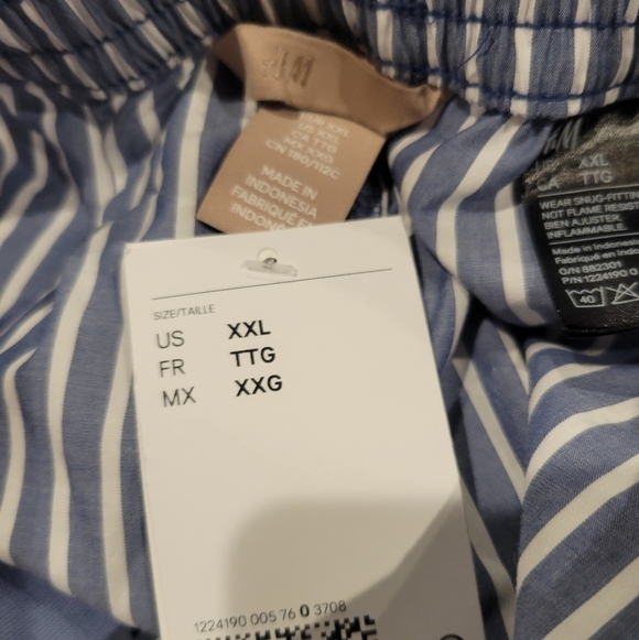 New h&m size xxl cotton boxer style blue/white stripes shorts - Picture 3 of 5